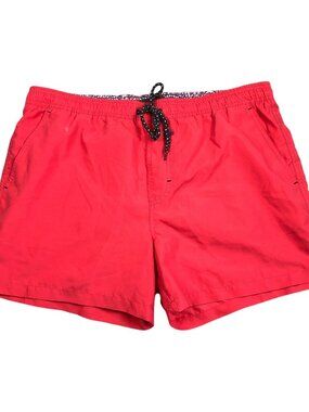 Burton Menswear London Men’s Lined Cargo Board Shorts Swim Trunks Red • Large